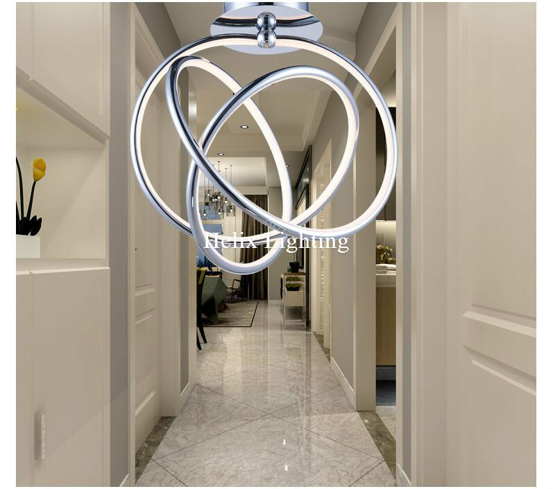 modern chrome led ceiling light fixture led ring lustre light large ac flush mounted led circles lamp lighting