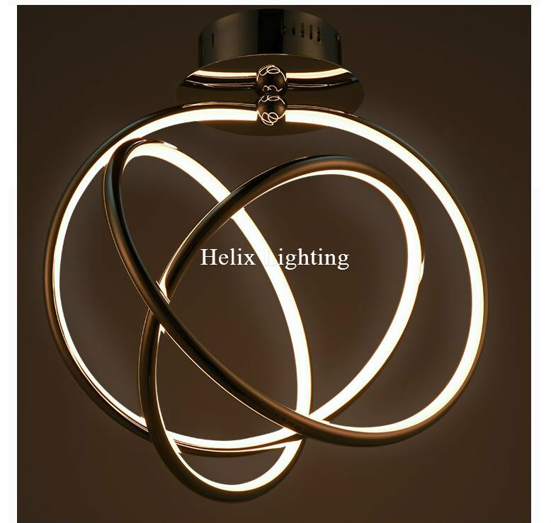 modern chrome led ceiling light fixture led ring lustre light large ac flush mounted led circles lamp lighting