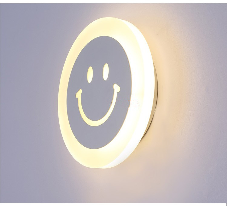 modern creative smile face wall lamp for bedroom corridor el 7w super bright acrylic indoor led wall lights for home