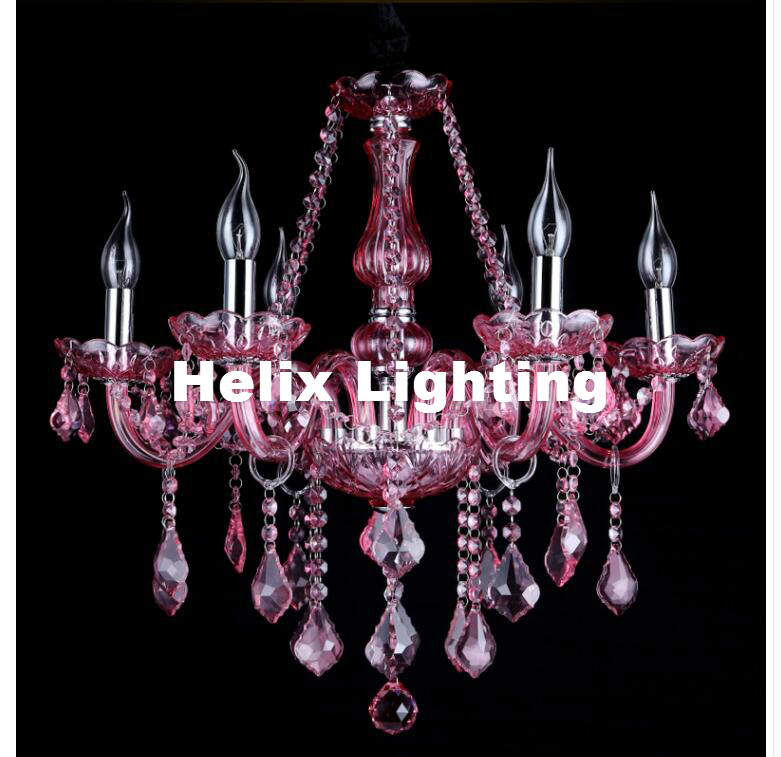 modern crystal chandelier lighting luxury pink glass chandeliers lamp suspended light lustres de cristal lamp