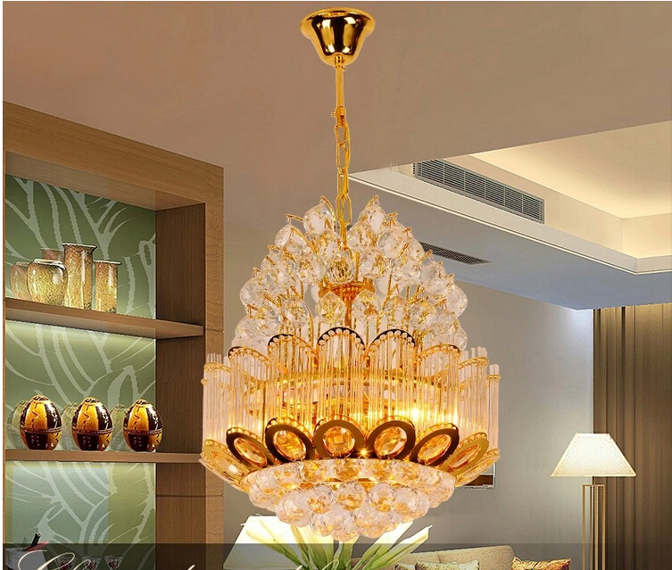 modern golden crystal chandelier classic gold crystal chandelier light fixtures ,guaranteed d410mm h500mm ac