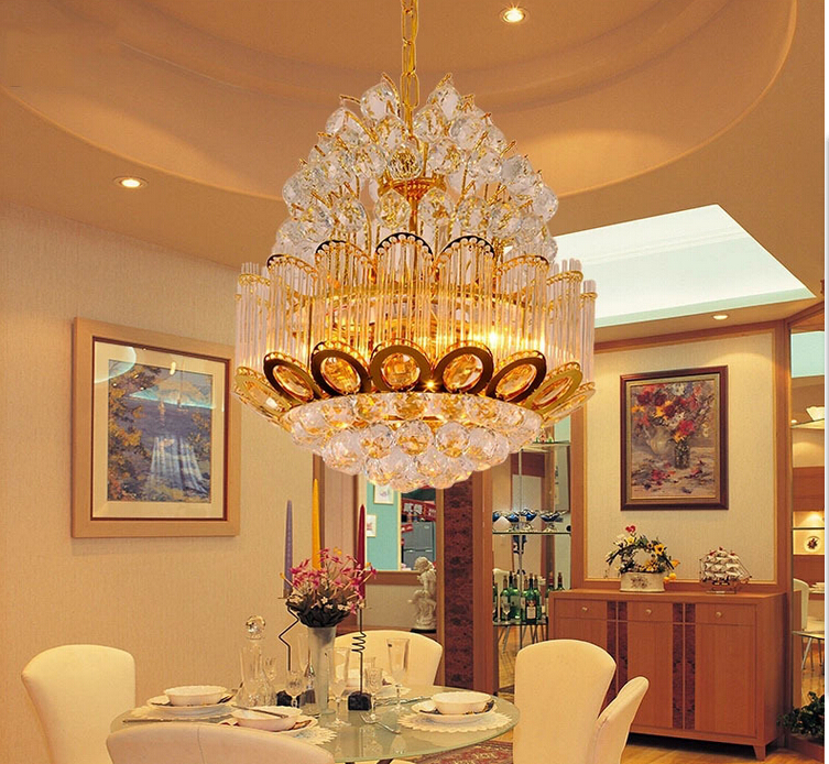 modern golden crystal chandelier classic gold crystal chandelier light fixtures ,guaranteed d410mm h500mm ac