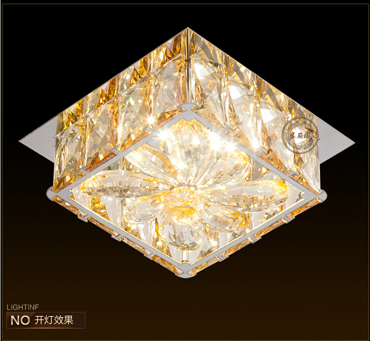 modern led ceiling lamp flush mount crystal ceiling lights 90-265v 9w hallway bed room foyer light