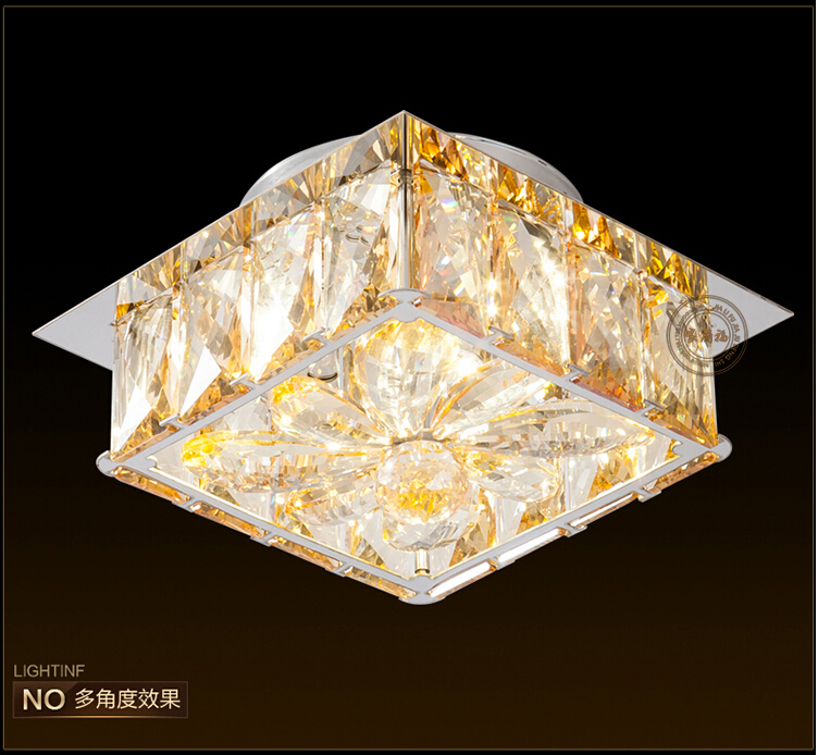 modern led ceiling lamp flush mount crystal ceiling lights 90-265v 9w hallway bed room foyer light