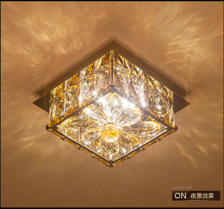 modern led ceiling lamp flush mount crystal ceiling lights 90-265v 9w hallway bed room foyer light