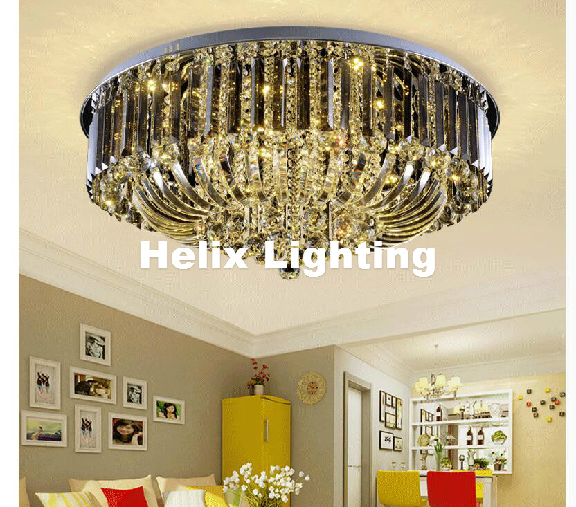 modern stainless steel crystal ceiling light fixture k9 clear led ceiling light lighting lamp flush mount ac guaranteed