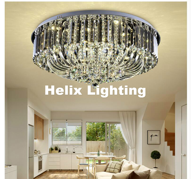 modern stainless steel crystal ceiling light fixture k9 clear led ceiling light lighting lamp flush mount ac guaranteed