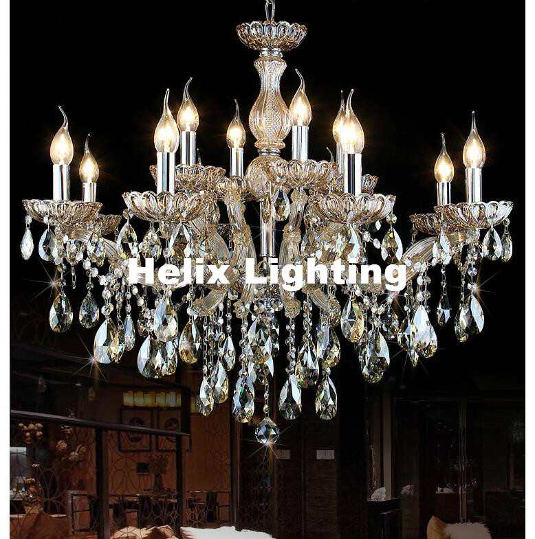 new arrival crystal chandelier ac champagne candle chandelier light lustres de cristal for living dining room home el decor