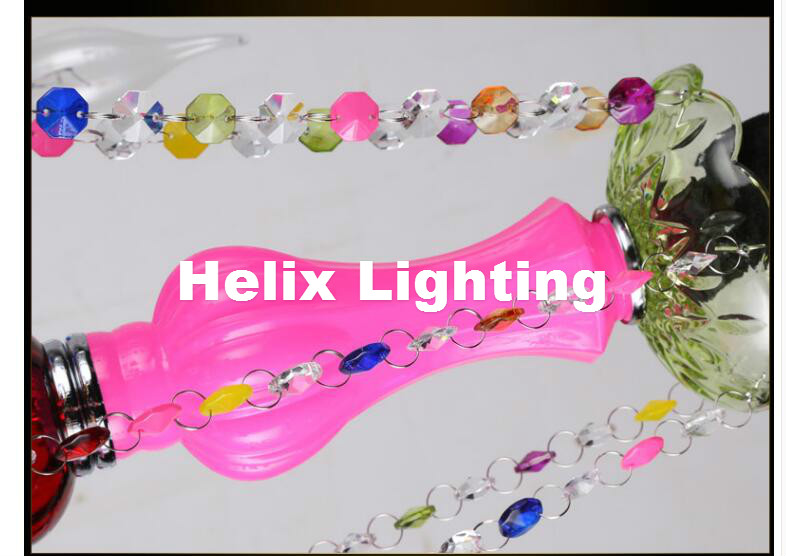 new arrival d92cm 18l colorful tiffany crystal chandelier led candelabro for coffee shop bar kid modern led crystal chandelier