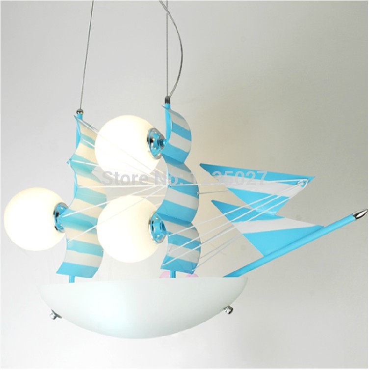 new arrival genuine new blue sailing children room chandelier lighting lamps cartoon children bedroom lighting