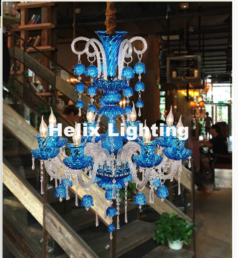 new arrival modern d75cm h93cm 8l crystal chandelier clear/red/ blue chandelier lighting fancy suspension lamp vintage lights