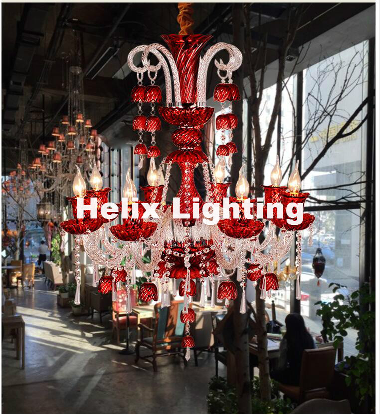 new arrival modern d75cm h93cm 8l crystal chandelier clear/red/ blue chandelier lighting fancy suspension lamp vintage lights