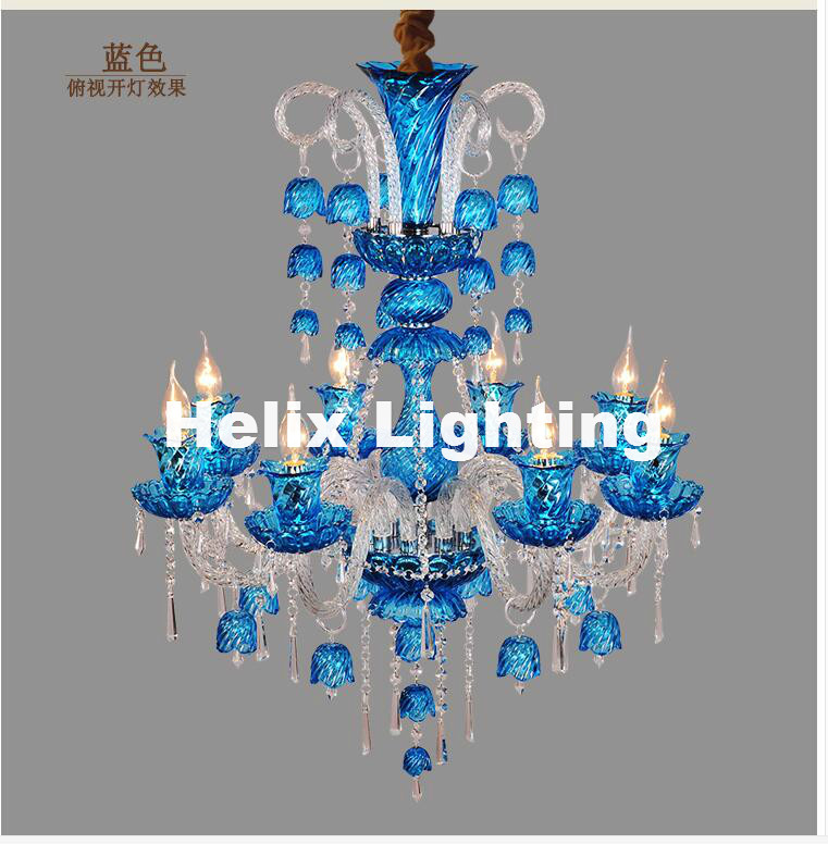 new arrival modern d75cm h93cm 8l crystal chandelier clear/red/ blue chandelier lighting fancy suspension lamp vintage lights