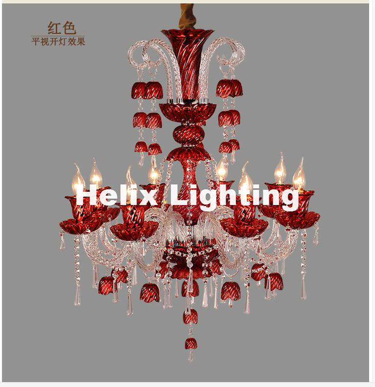 new arrival modern d75cm h93cm 8l crystal chandelier clear/red/ blue chandelier lighting fancy suspension lamp vintage lights