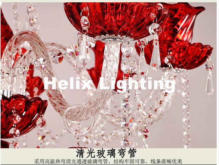 new arrival modern d75cm h93cm 8l crystal chandelier clear/red/ blue chandelier lighting fancy suspension lamp vintage lights