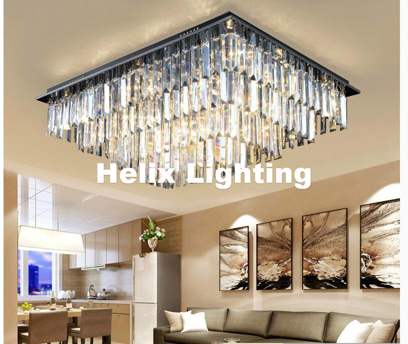 new arrival modern led crystal ceiling light fixture smokey/clear led ceiling light lighting lamp flush mount ac guaranteed