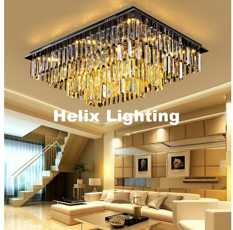 new arrival modern led crystal ceiling light fixture smokey/clear led ceiling light lighting lamp flush mount ac guaranteed