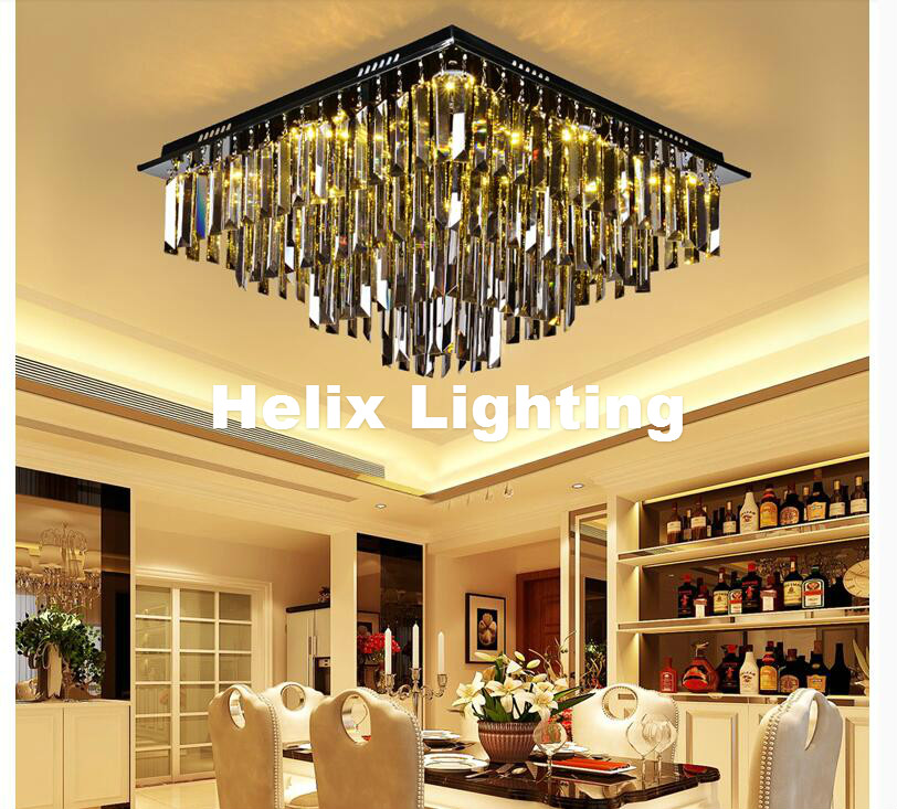 new arrival modern led crystal ceiling light fixture smokey/clear led ceiling light lighting lamp flush mount ac guaranteed