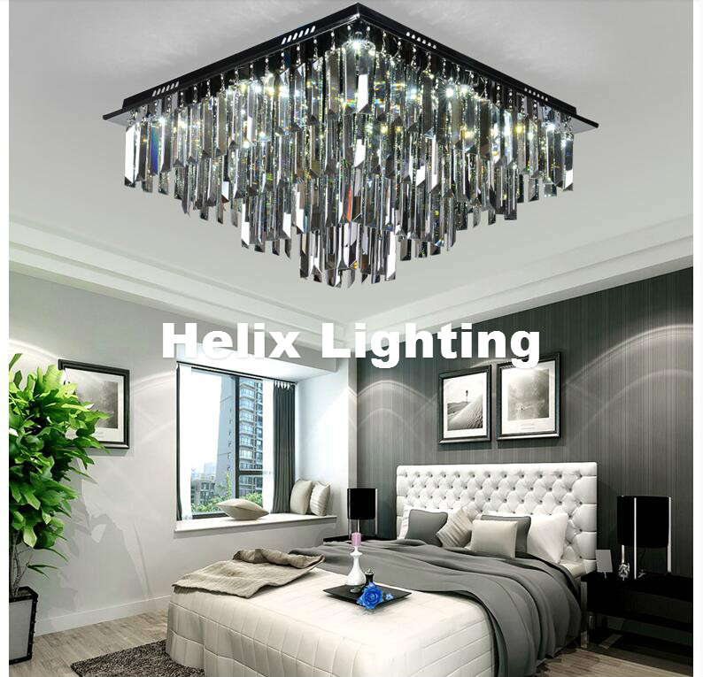 new arrival modern led crystal ceiling light fixture smokey/clear led ceiling light lighting lamp flush mount ac guaranteed