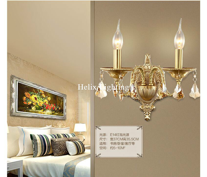 new arrival single/double head classical copper art bronze wall lamp brass glass wall sconce ac guaranteed