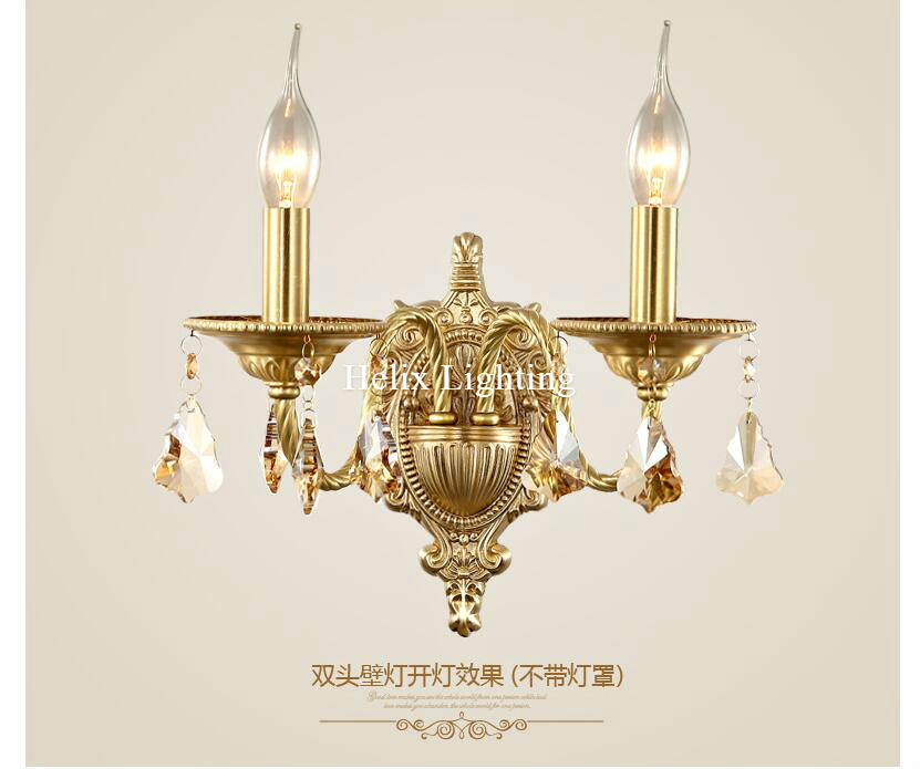 new arrival single/double head classical copper art bronze wall lamp brass glass wall sconce ac guaranteed