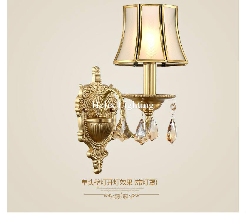 new arrival single/double head classical copper art bronze wall lamp brass glass wall sconce ac guaranteed