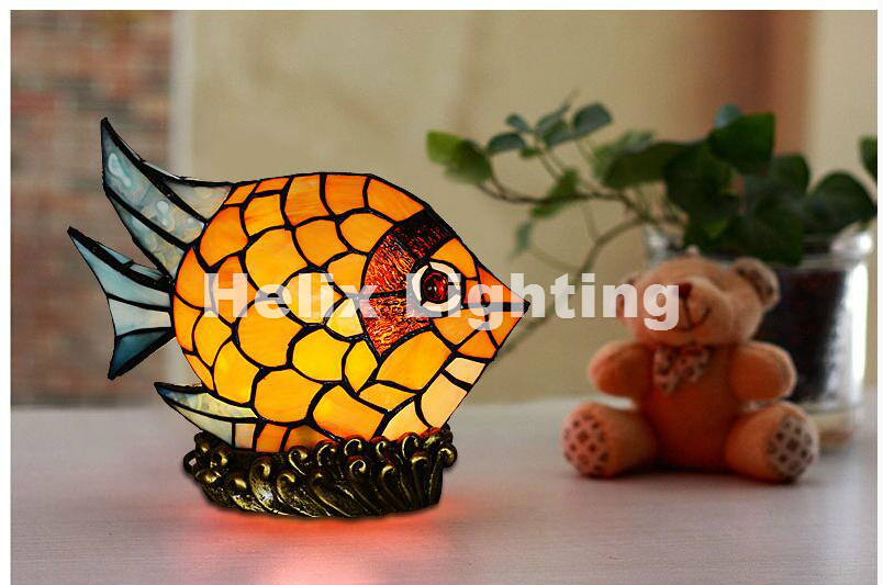 new arrival tiffany table lamp vintage bedroom fish bedside table lamp stained lamp living room el light fixture table lamp