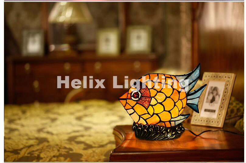 new arrival tiffany table lamp vintage bedroom fish bedside table lamp stained lamp living room el light fixture table lamp