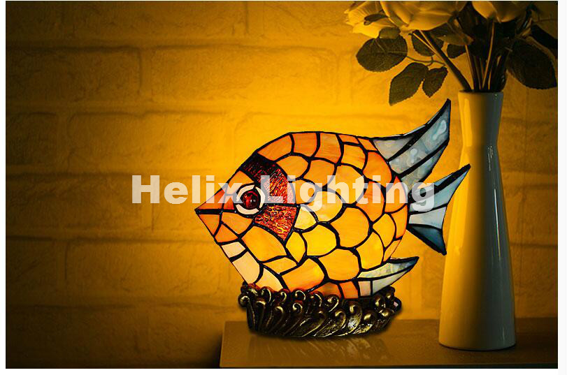 new arrival tiffany table lamp vintage bedroom fish bedside table lamp stained lamp living room el light fixture table lamp