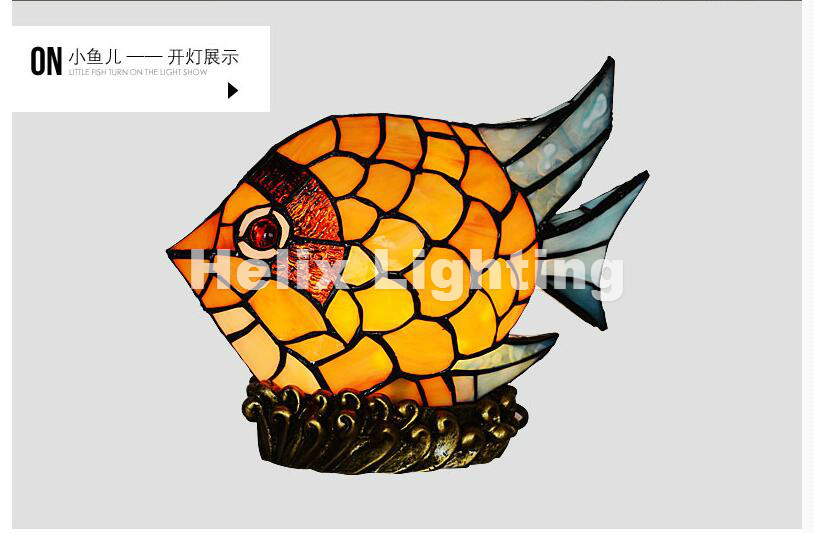 new arrival tiffany table lamp vintage bedroom fish bedside table lamp stained lamp living room el light fixture table lamp