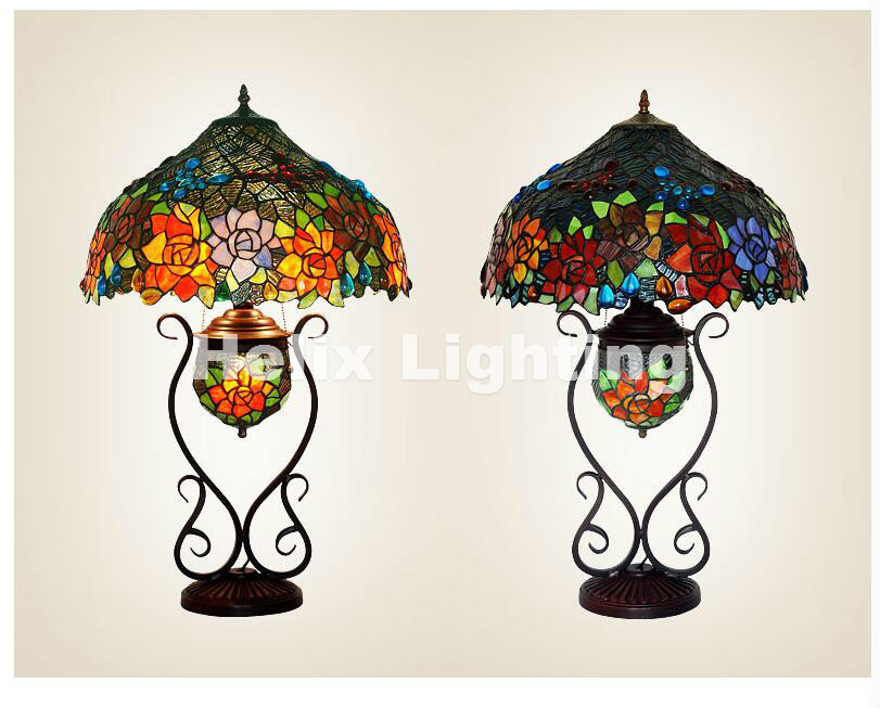 new arrival tiffany table lamps luxurious ancient garden european style e27 bedside lamps living room decoration