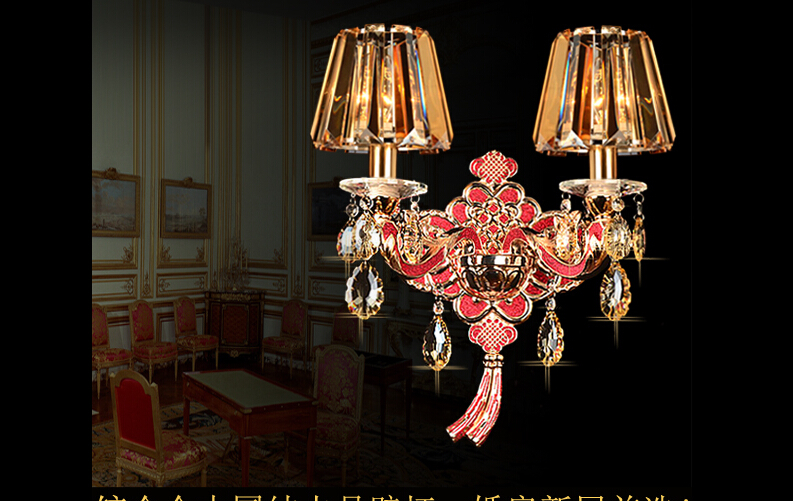 new arrival vintage luxury 2 arms bedroom cognac k9 crystal wall lamps lights fixtures sconces lighting