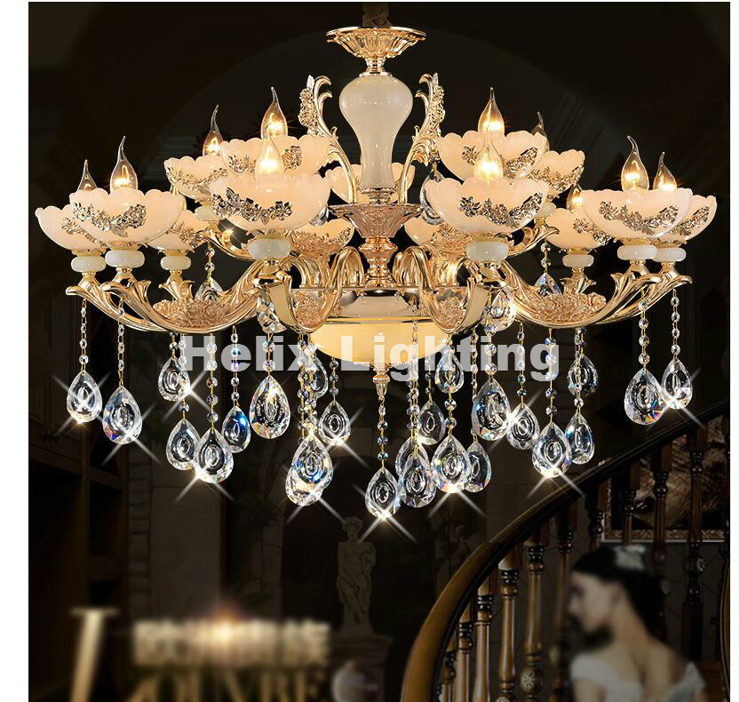 new arrival zinc alloy modern led chandelier lustre jade large k9 gold e14 crystal chandeliers living room lobby el lighting