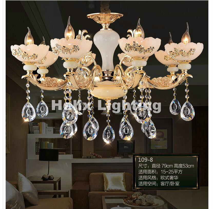 new arrival zinc alloy modern led chandelier lustre jade large k9 gold e14 crystal chandeliers living room lobby el lighting