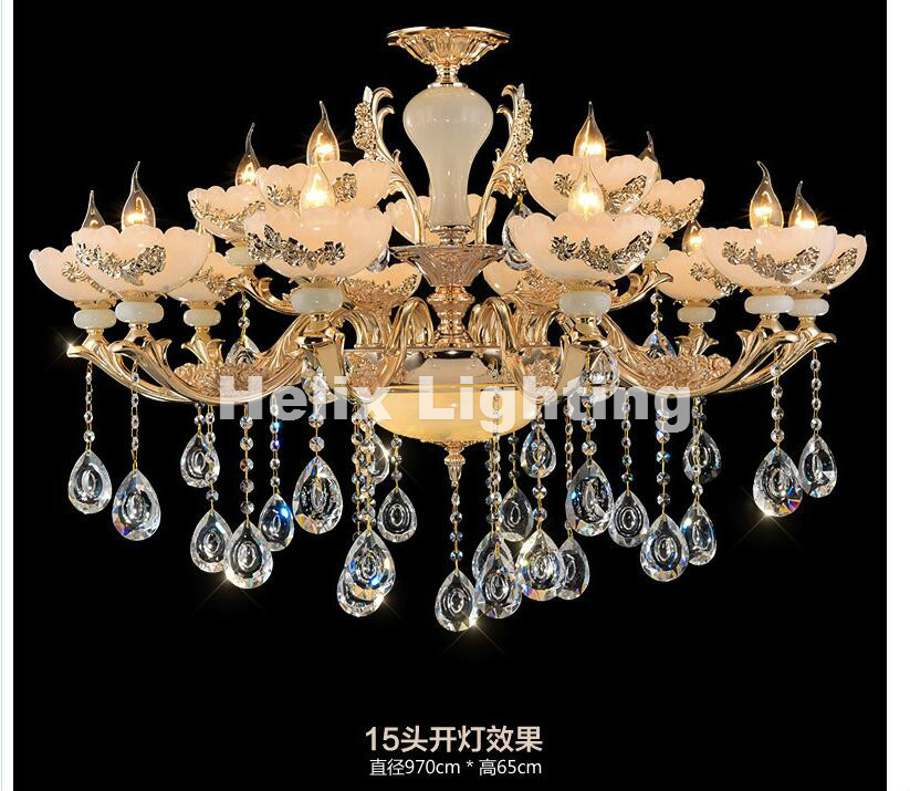 new arrival zinc alloy modern led chandelier lustre jade large k9 gold e14 crystal chandeliers living room lobby el lighting