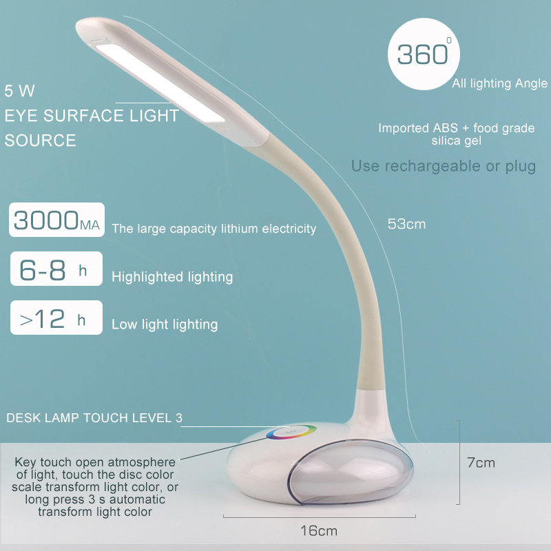 new desk lamps/led table lamp/reading lamp/led study lamp/ 5w smouch swich 256 color adjustment and dimmer designart