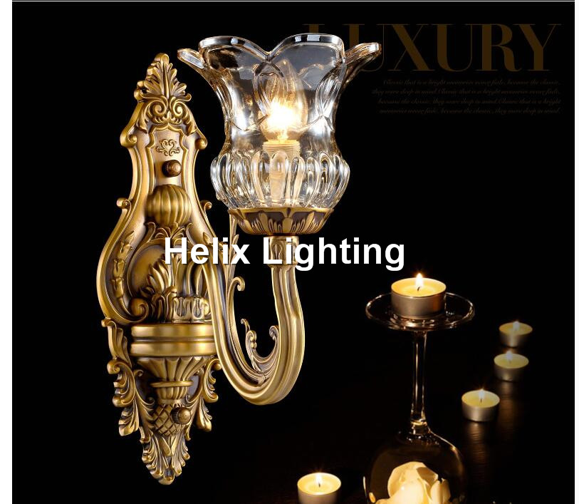 new european-style led brass lamp e14 crystal wall light 110v~220v ac indoor lighting classical vintage wall lamp