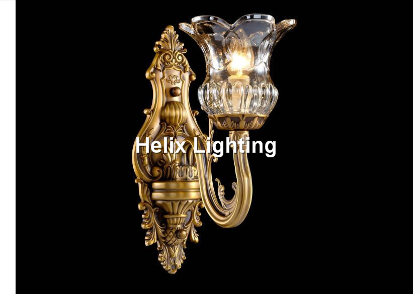 new european-style led brass lamp e14 crystal wall light 110v~220v ac indoor lighting classical vintage wall lamp