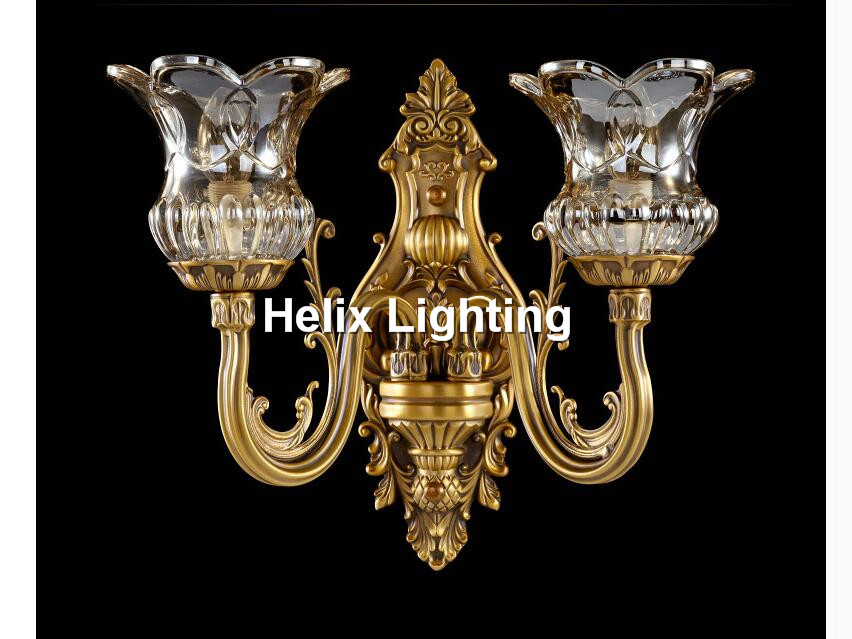 new european-style led brass lamp e14 crystal wall light 110v~220v ac indoor lighting classical vintage wall lamp