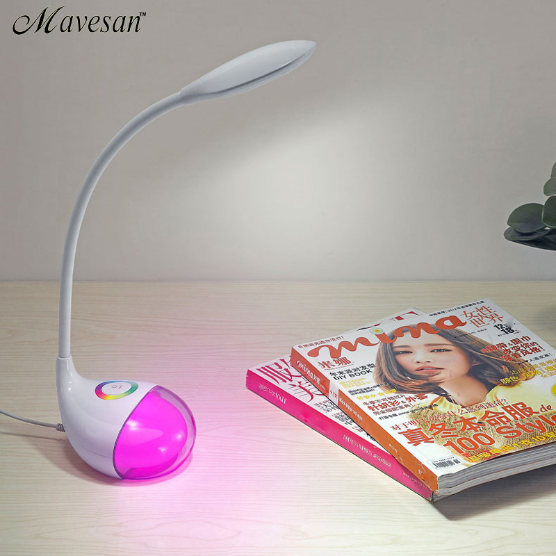 new fashion eye protection led table lamp with color changeable base reading table lamp adjustable brightness for kids