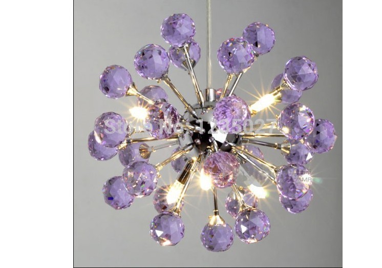 new k9 crystal chandelier with 6 lights in purple sy4238/6l d220mm h800mm