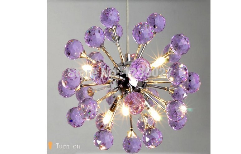 new k9 crystal chandelier with 6 lights in purple sy4238/6l d220mm h800mm