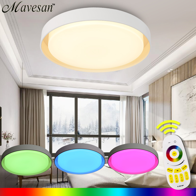 new modern led ceiling light with 2.4g rf remote group controlled dimmable color changing led ceiling lamp