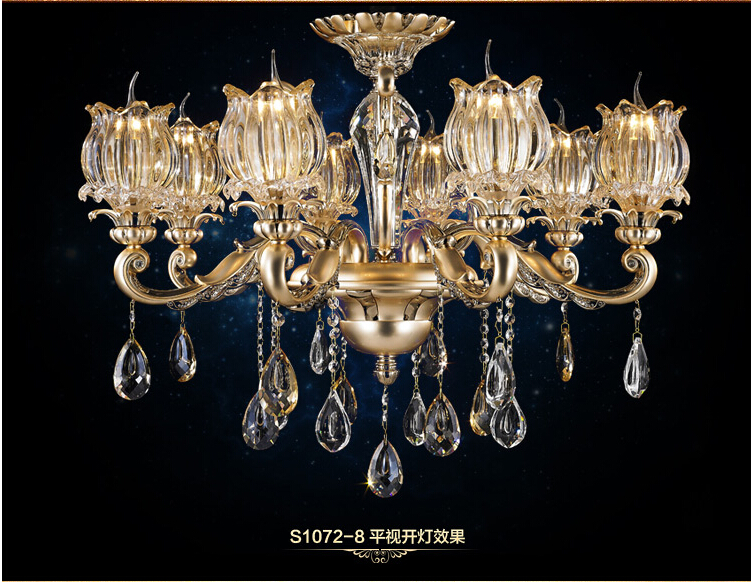 newly alloy chnadelier top k9 crystal chandelier gold color chandelier luxury lamp indoor hanging lighting ac guaranteed