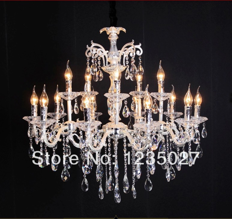 newly arrival satin silver crystal chandelier elegant 15-light fabric crystal chandelier sy4013/10+5l