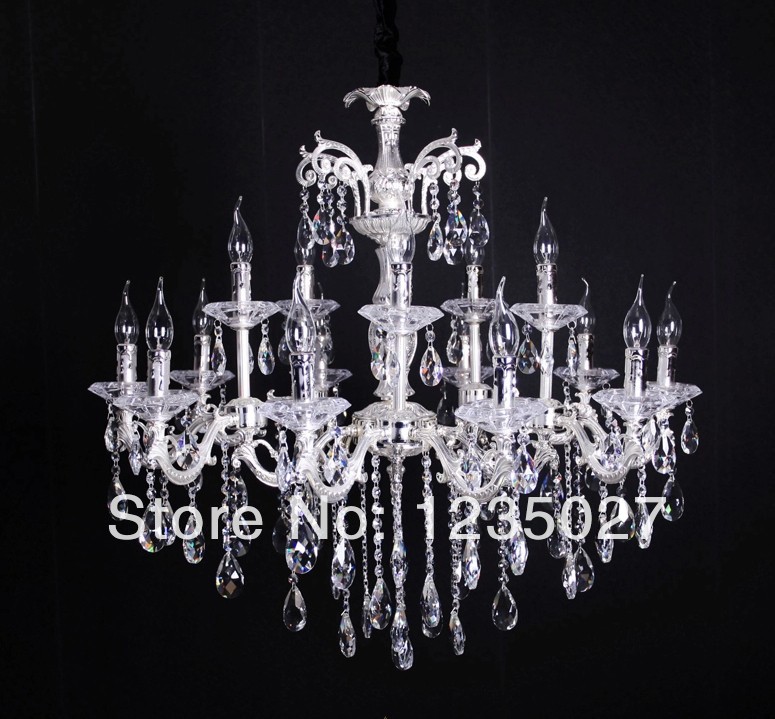 newly arrival satin silver crystal chandelier elegant 15-light fabric crystal chandelier sy4013/10+5l