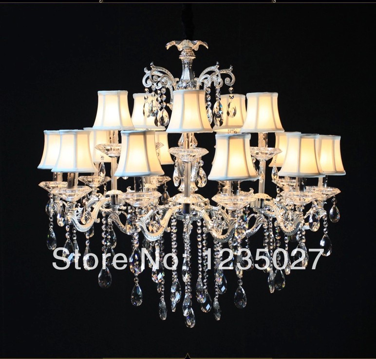 newly arrival satin silver crystal chandelier elegant 15-light fabric crystal chandelier sy4013/10+5l