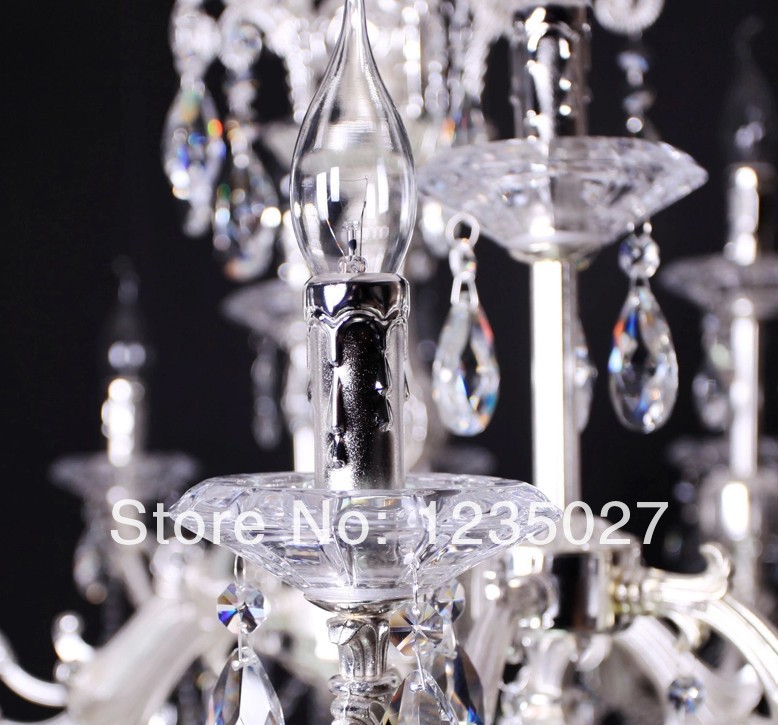 newly arrival satin silver crystal chandelier elegant 15-light fabric crystal chandelier sy4013/10+5l