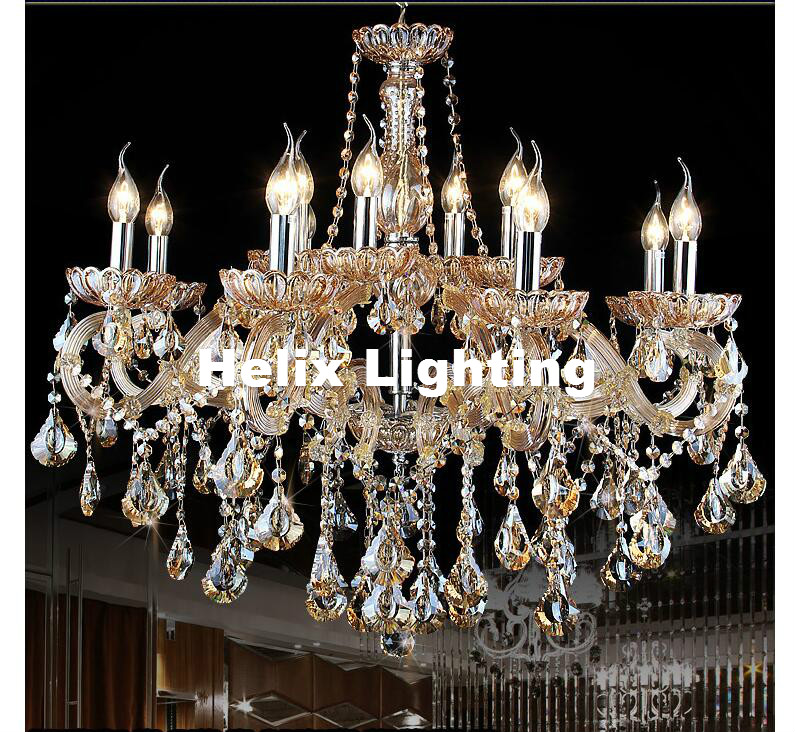 newly champagne candle chandelier crystal lighting fixture metal modern incandescent luminaire lustre pendente ac el lighting