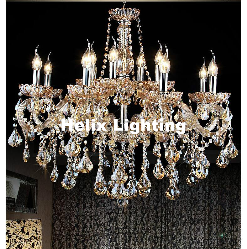 newly champagne candle chandelier crystal lighting fixture metal modern incandescent luminaire lustre pendente ac el lighting